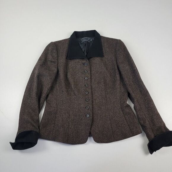 Peruvian Connection Heathcliff Tweed Alpaca Wool Blazer Suede Trim Women's Sz 10 - Picture 1 of 11